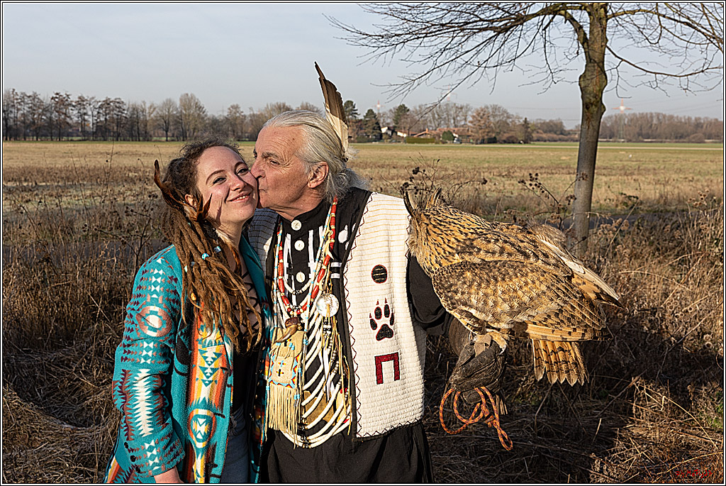 Cheyenne-Halbblut Hunting Wolf in der Falknerei Pierre Schmidt; Gymnich, 09.02.2023